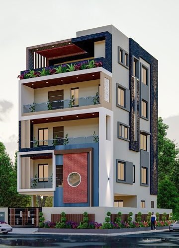 Residential building 3D elevation design – architectural services